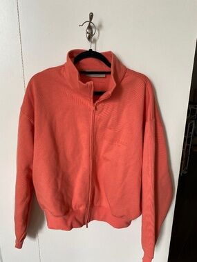 Essentials Zip Up Fleece Sweatshirt Coral